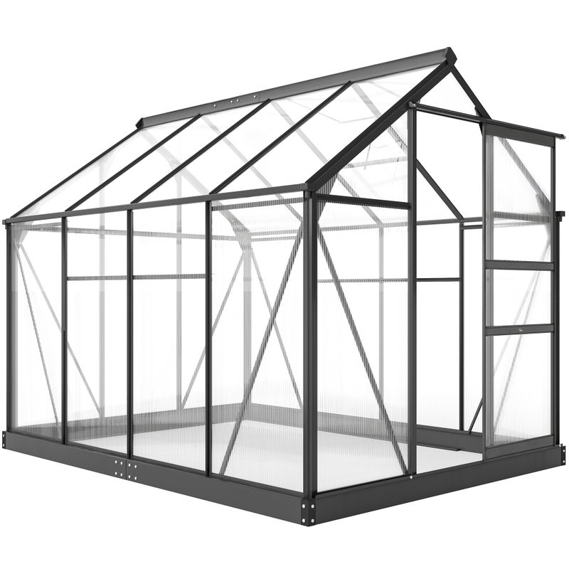 Szklarnia, cieplarnia, z okno dachowe, drzwi przesuwne, przezroczysta, poliwęglan + aluminium, 190 x 252 x 201 cm