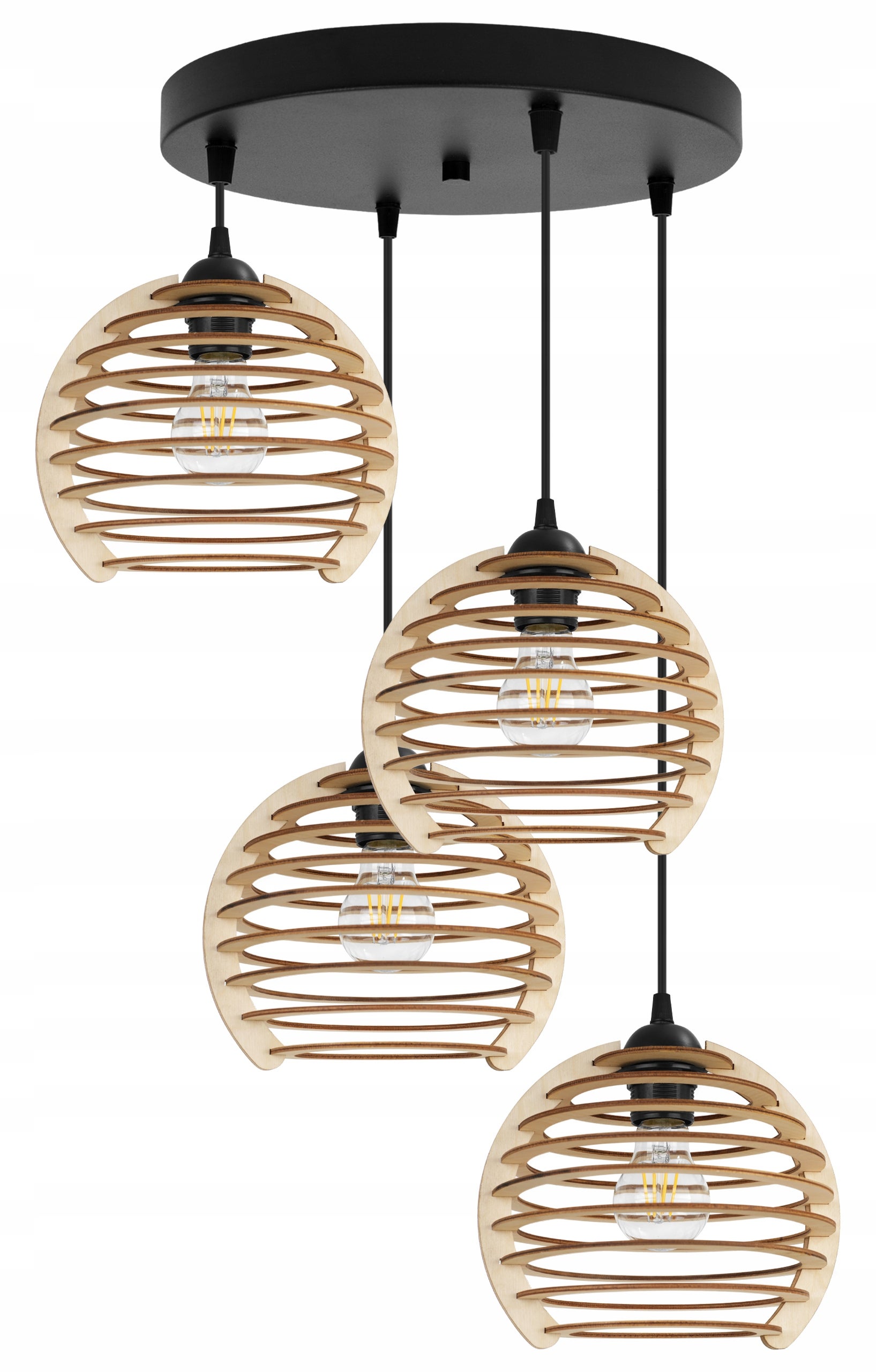Lampa sufitowe wisząca Light Home LH Timber 4x E27 60W okrągła czarny