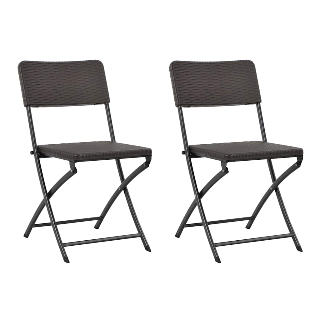 2x Krzesło Ogrodowe Składane Brązowe z HDPE ze Stalową Ramą