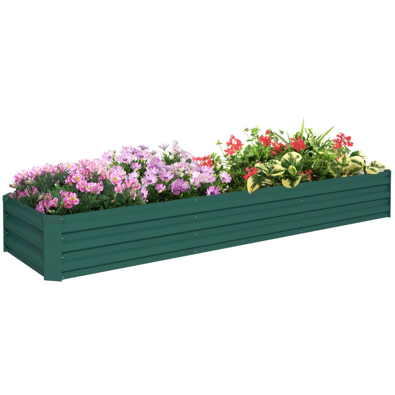 Prostokątny podwyższona grządka ogrodowa, galvanized stal elevated ogród donica, otwarty dno, 240 x 60 x 30 cm, zielony