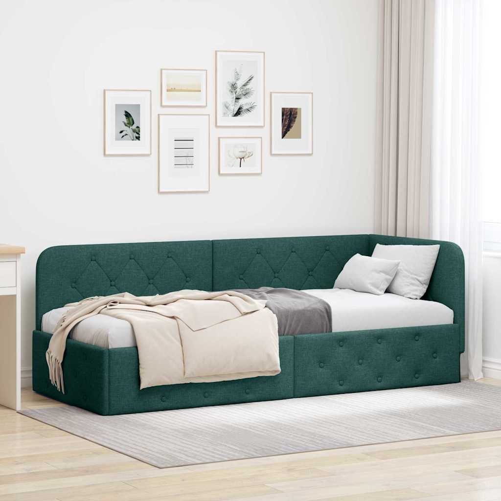 Rama łóżka narożnego Ciemna zieleń 80 x 200 cm tkanina vidaXL