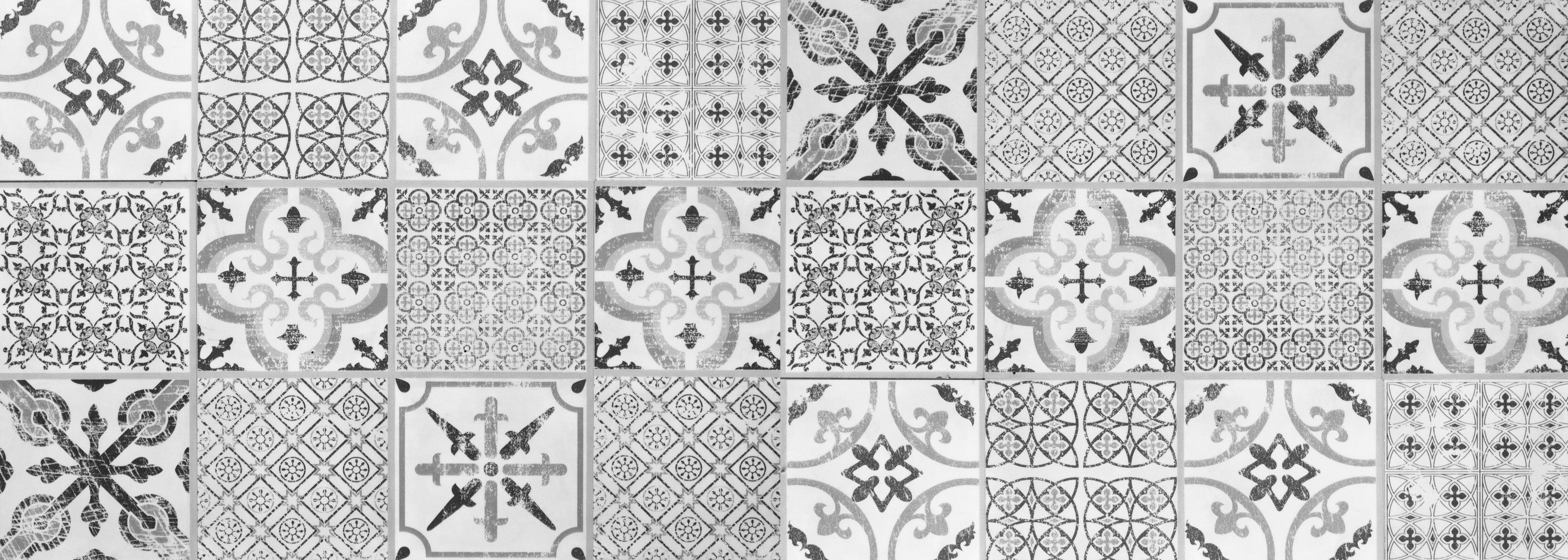 Dywanik winylowy Collage vintage szary 50x140 cm - PVC antypoślizgowy, winylowy do kuchni lub salonu, zmywalny, wodoodporny, szary