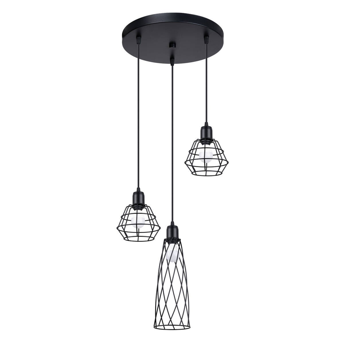 Lampa wisząca SUBA 3P czarna, industrialna - 38x38x120cm Sollux