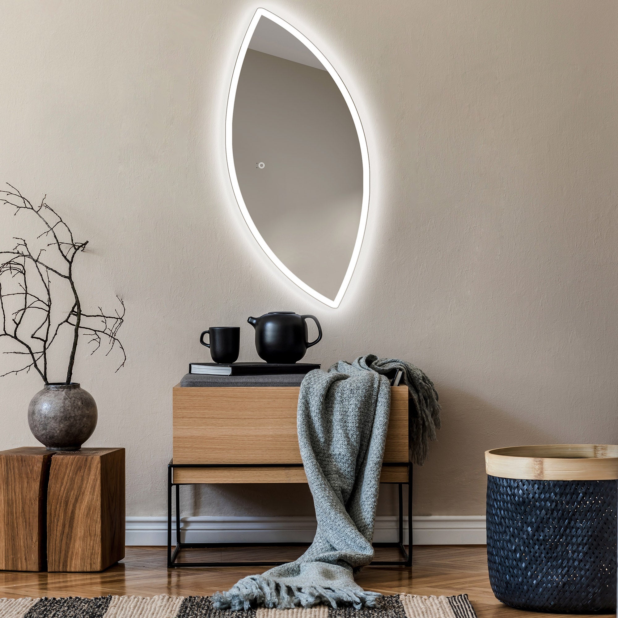 Asymetryczne Lustro z Podświetleniem LED Łazienka (54x114cm) Jasne Lustro z Podświetleniem | Chłodna Biel 7000K