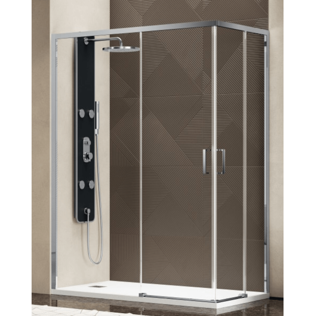 Brodzik Vulcano Line Slim 70x110 cm biały + kabina prysznicowa 70x110 cm z otworem narożnym - FRASCIO