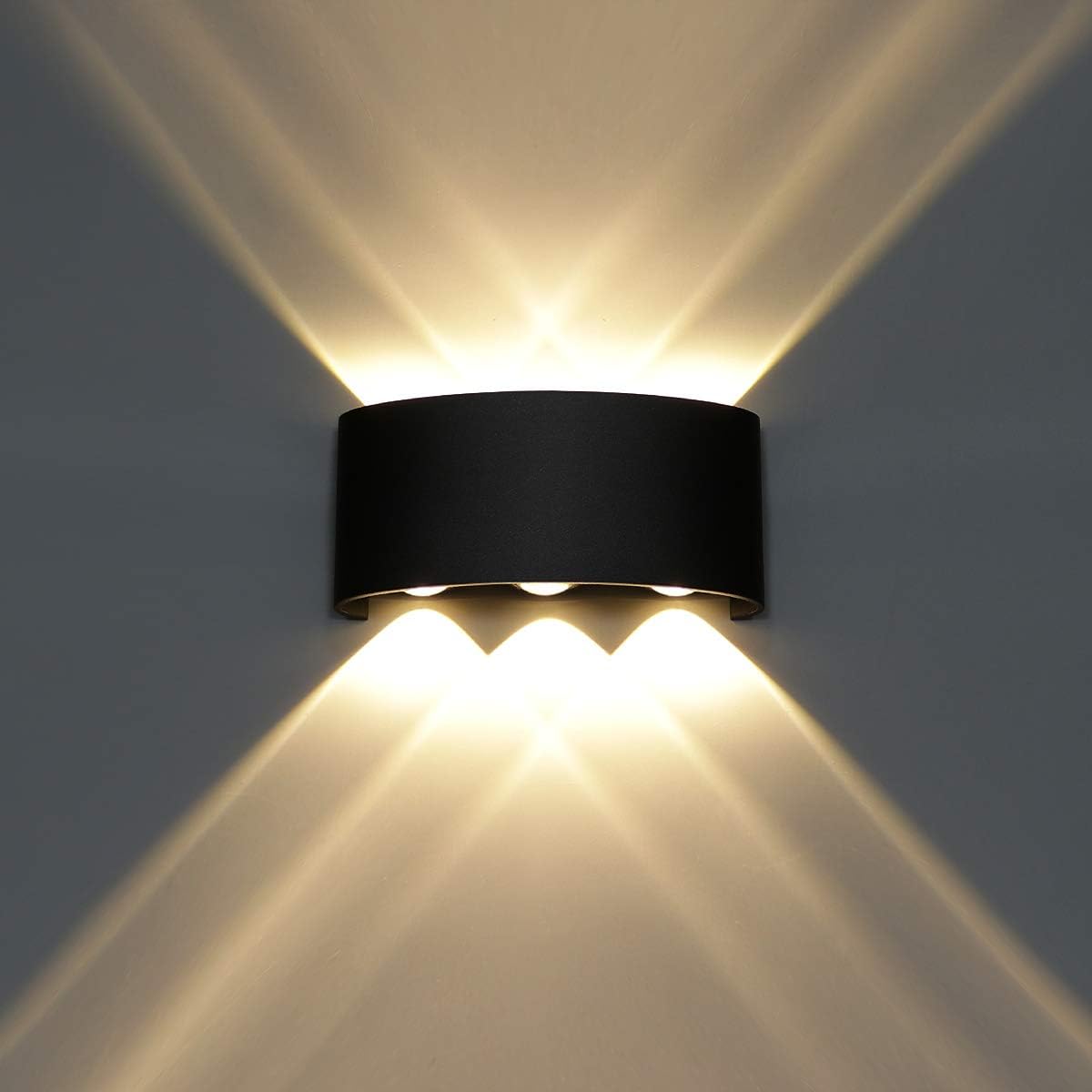Kinkiet wewnętrzny/zewnętrzny, LED 6W, czarny, lampa ścienna w górę i w dół, lampa aluminiowa, światło ciepłej bieli - 30 szt.