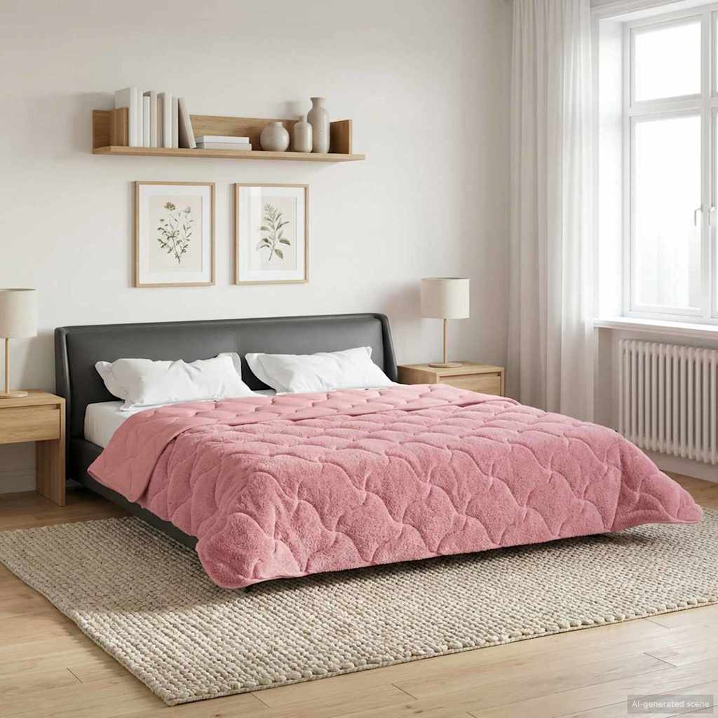 Zimowa Kołdra Różowy 240 x 260 cm Mikrofibra i Fleece Teddy vidaXL