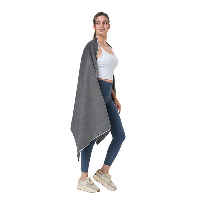 Ciemnoszary – Ręcznik plażowy z mikrofibry 76x190 cm z zamkiem magnetycznym, szybkoschnący, lekki i chłonny, idealny na plażę, basen, saunę, sport