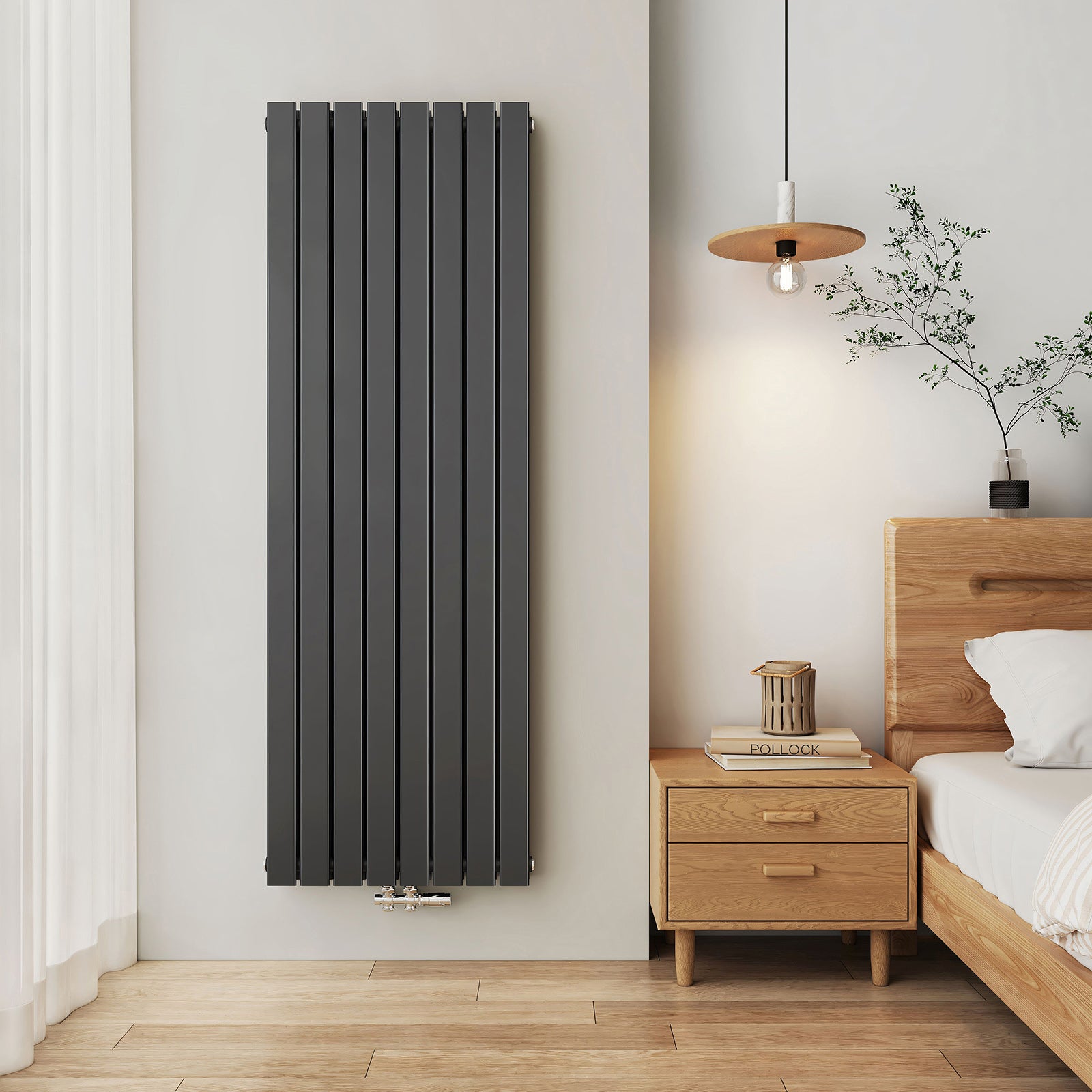 EMKE Grzejnik stalowy 180 x 61 cm 2227 W - Dwupłytowy - Podłączenie środkowe - Antracyt