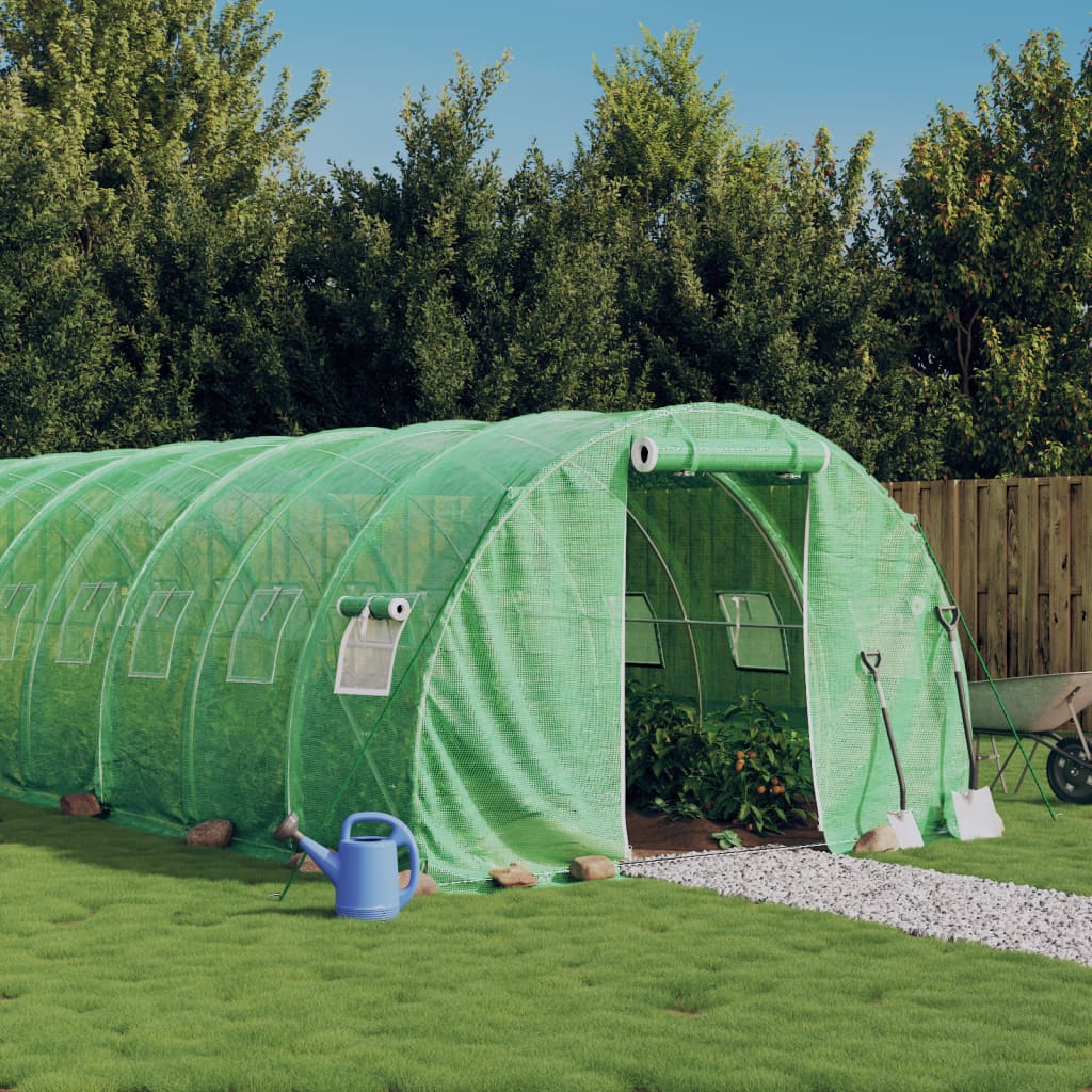 Szklarnia ze stalową ramą, zielona, 66 m², 22x3x2 m vidaXL