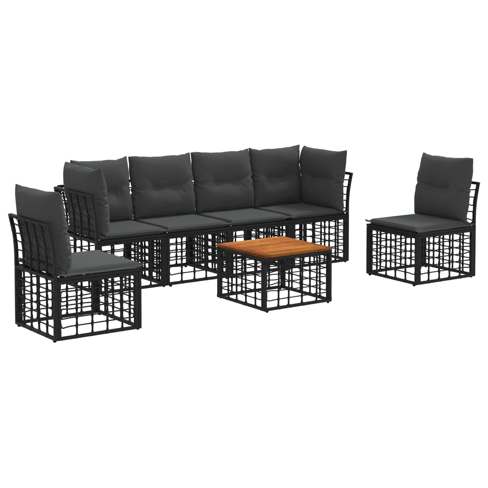 Zestaw sof na zewnątrz 7 pcs Czarny i Ciemnoszary Poliester vidaXL