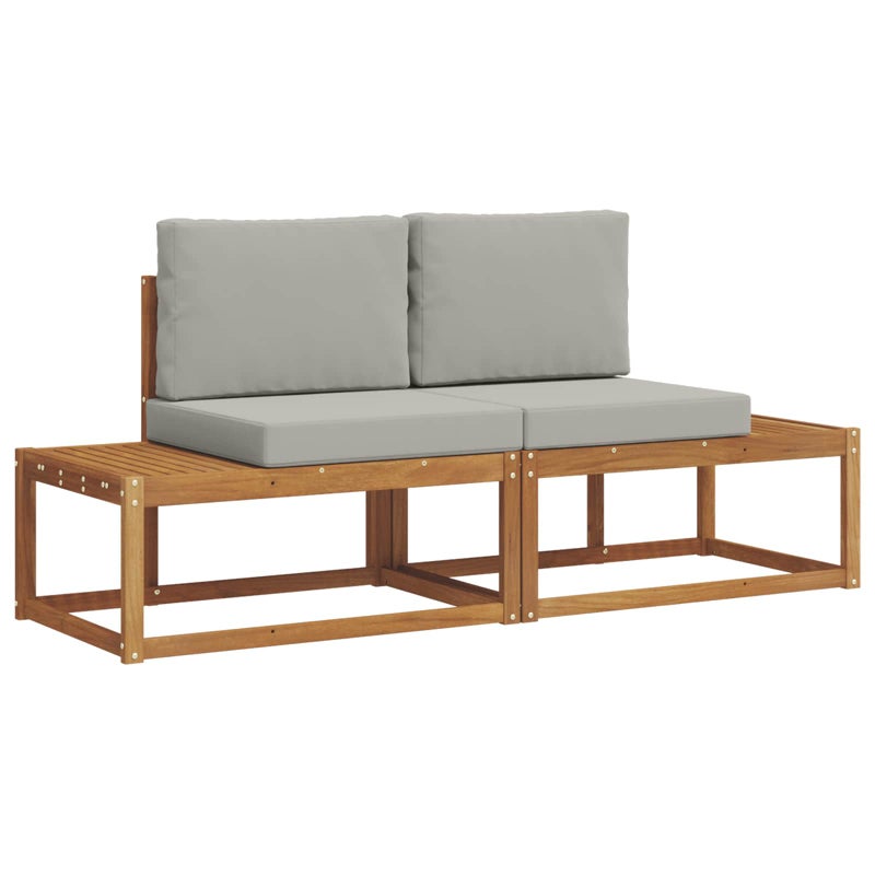 Sofa Ogrodowa Modułowa 2-Osobowa Drewniana Brązowa z Poduszkami na Taras