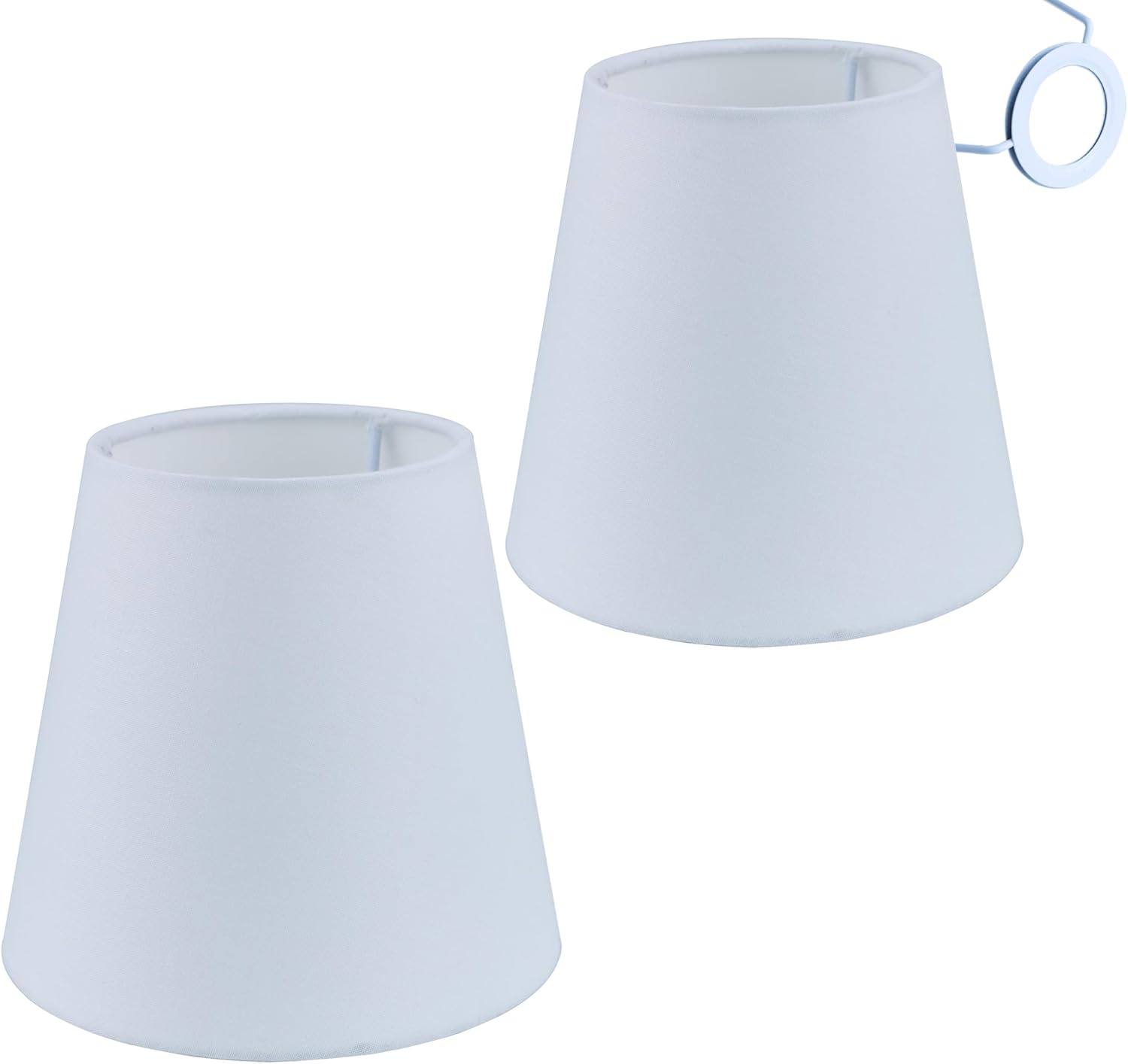 14cm Abażur z Tkaniny Nowoczesny Abażur Zastępczy E14/E27 Mała Lampa Wisząca do Świec Żyrandol Stołowy, 2 sztuki Biały