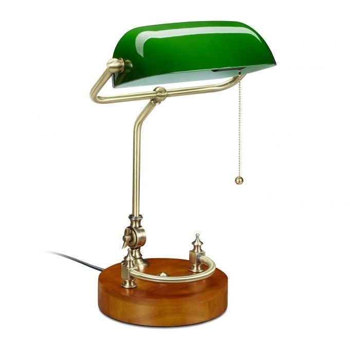 Lampa bankierska z włącznikiem pociąganym