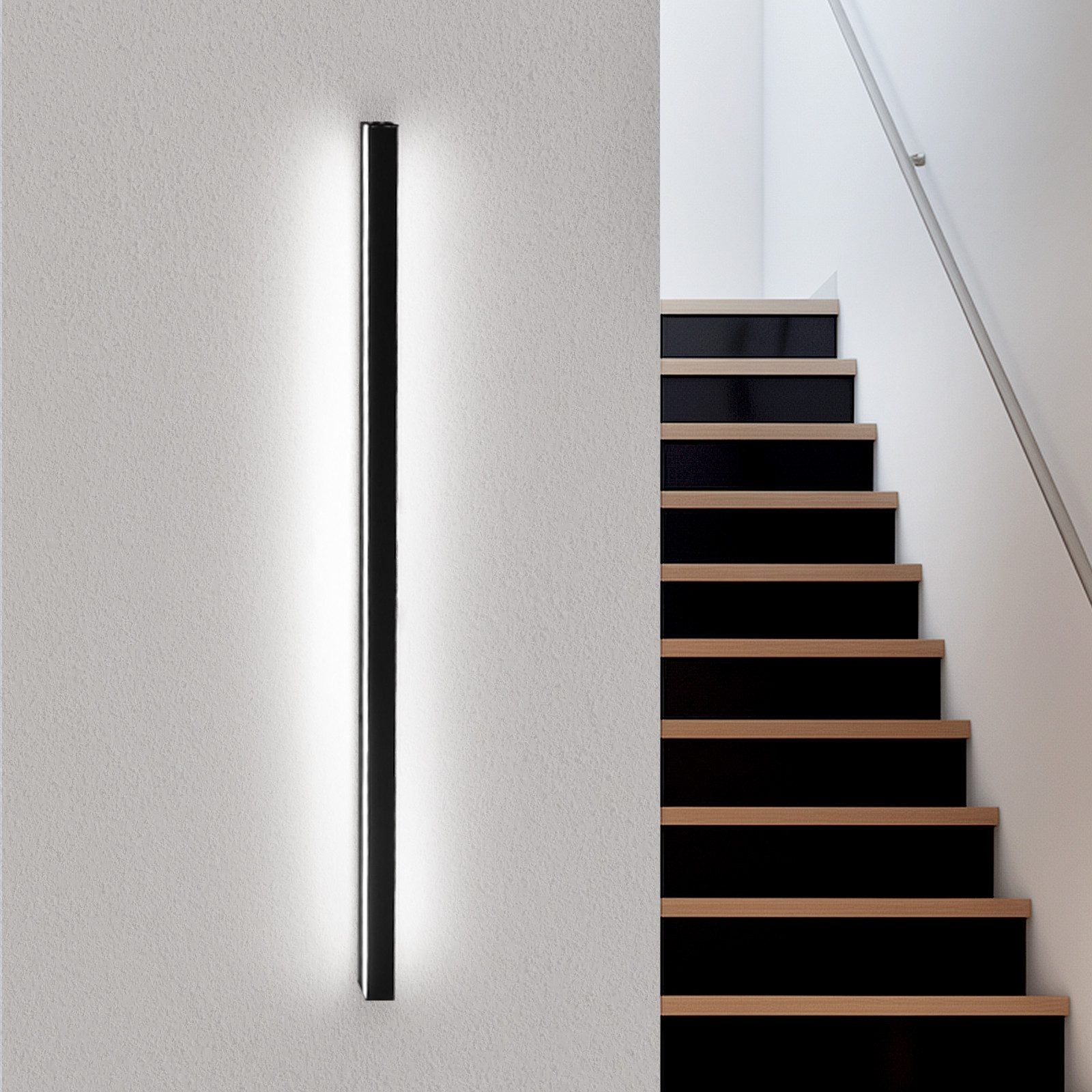 NETTLIFE Kinkiet wewnętrzny LED czarny 100CM nowoczesne oświetlenie ścienne do salonu lampa korytarzowa 32W