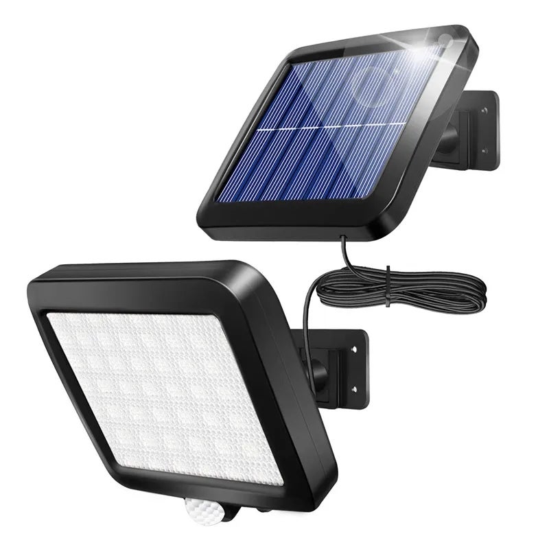 Solarna lampa ścienna z czujnikiem ruchu do użytku zewnętrznego, 56 LED, lampka nocna bezpieczeństwa do tarasu, garażu, ganku, bez pilota