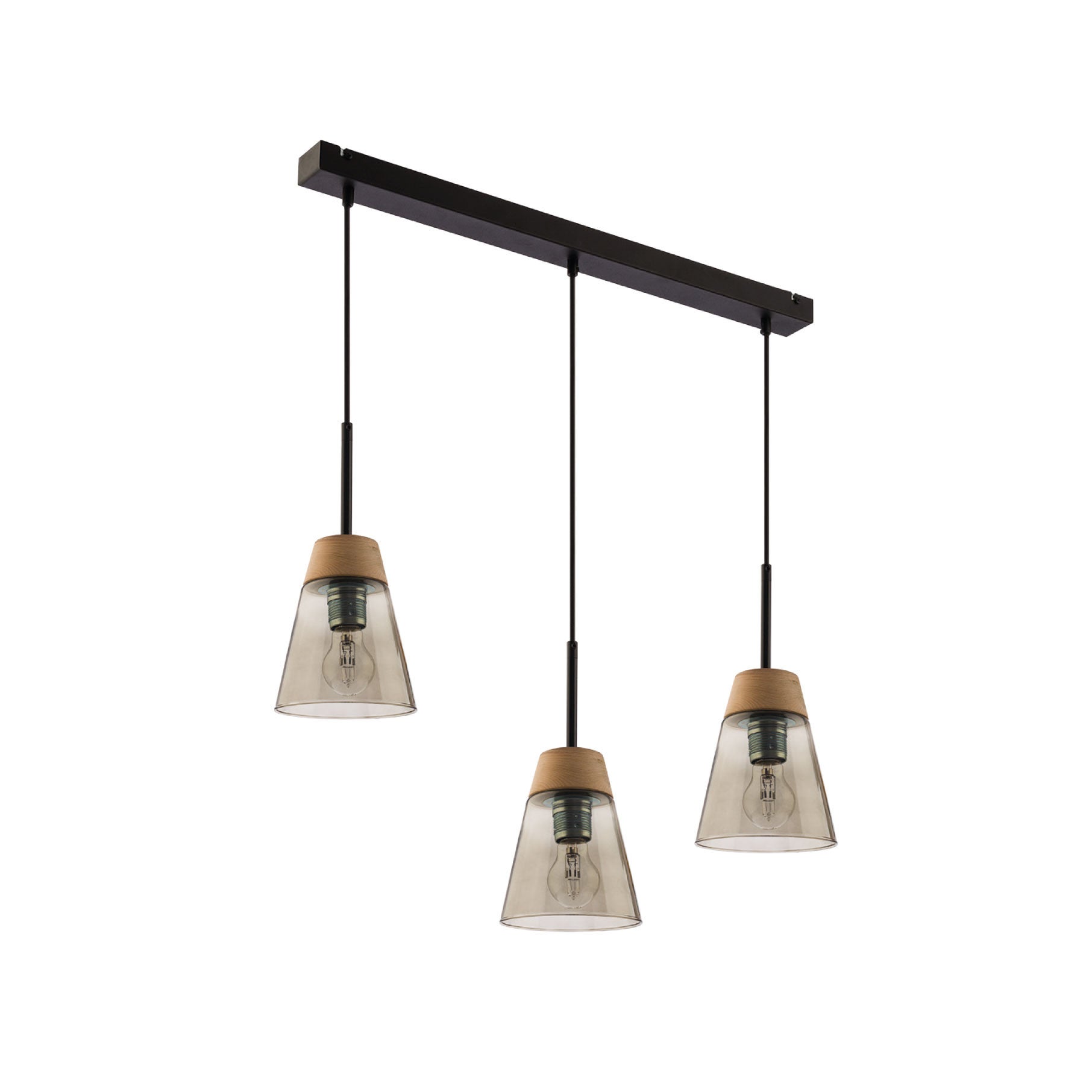 Lampa wisząca DOMINO Jupiter dymione szkło czarny E27 67 cm 1 szt.
