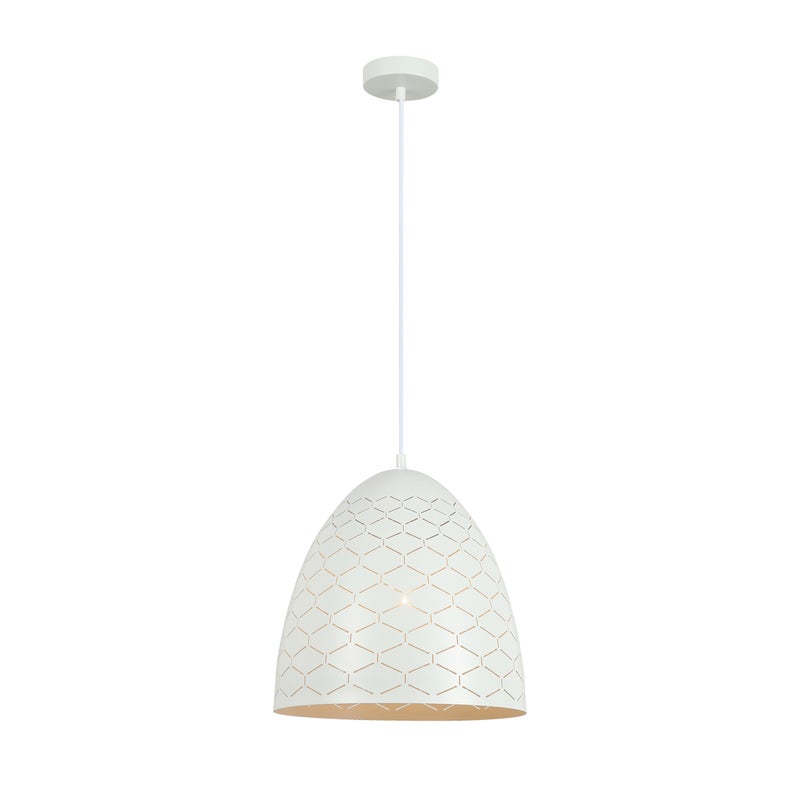 Lampa wisząca przezroczysty wzór na kloszu Leilani biała 1xE27x40W metal wym:115x30x30cm IP20 Italux