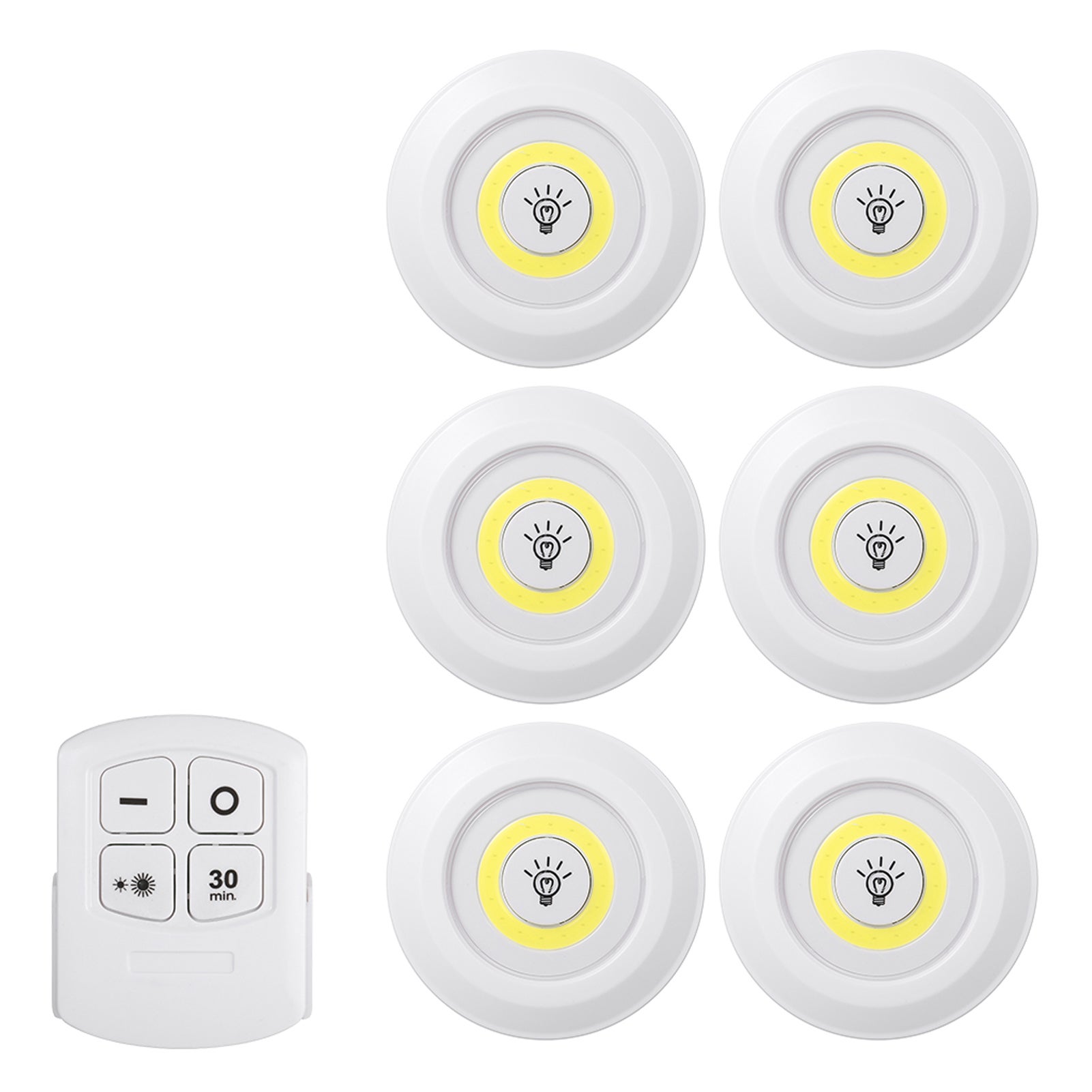 Lot de 6 lamp LED COB 4,5 V 1 W, éclairage à piles przenośny, luminosité réglable, lampa de nuit sous armoire blanc