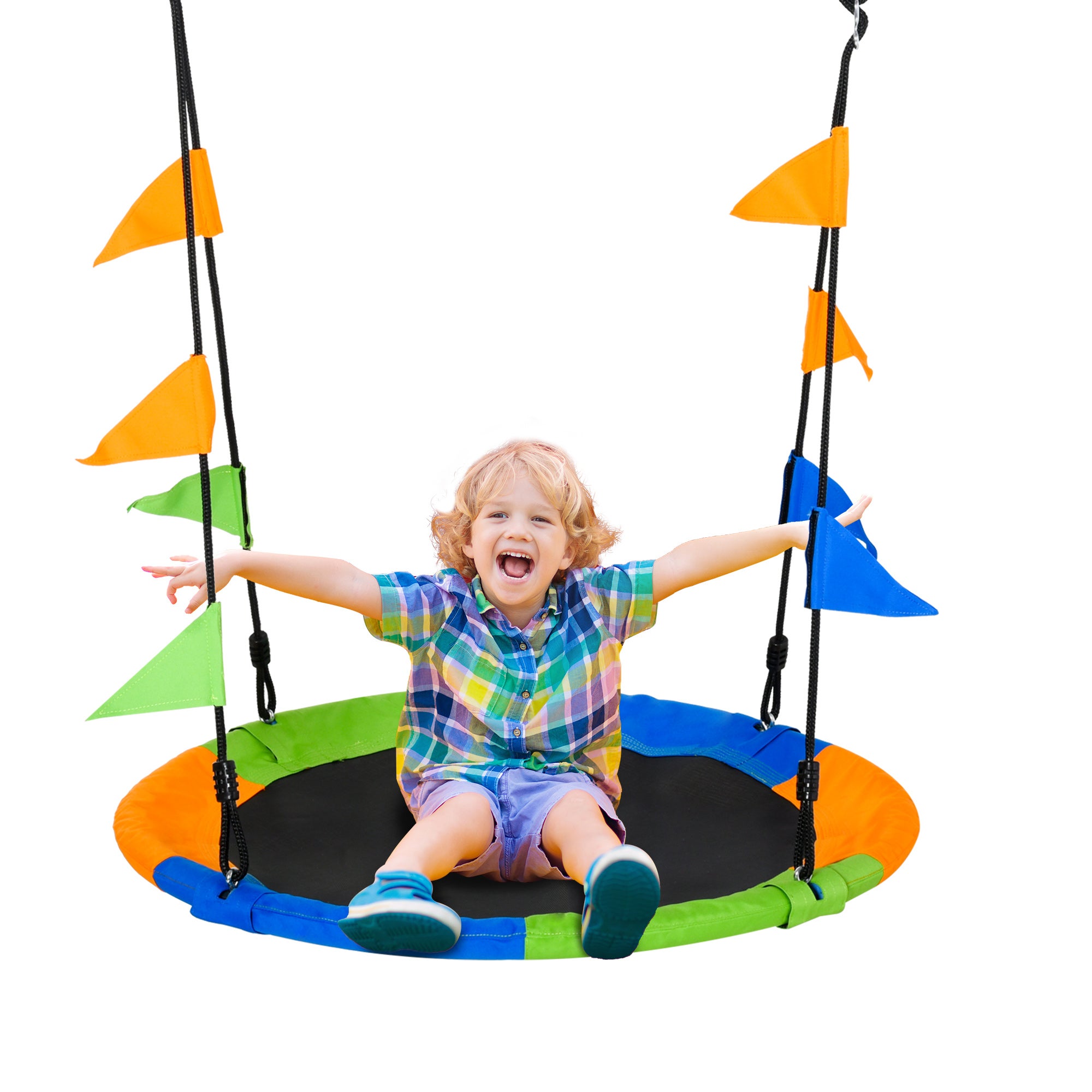 Dziecko Nest siedzisko huśtawki Saucer Tree Huśtawka 40 Inch/100cm Regulowany Lina Zewnętrzny Wewnętrzny dla Dzieci Nad 3 Lat Stare Multi-Colour