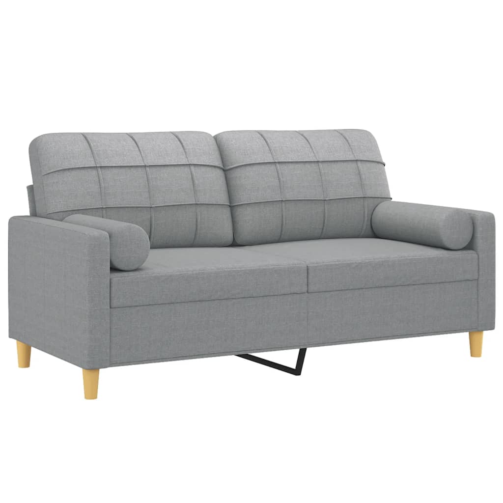 2-osobowa sofa z poduszkami, jasnoszara, 140 cm, tkanina