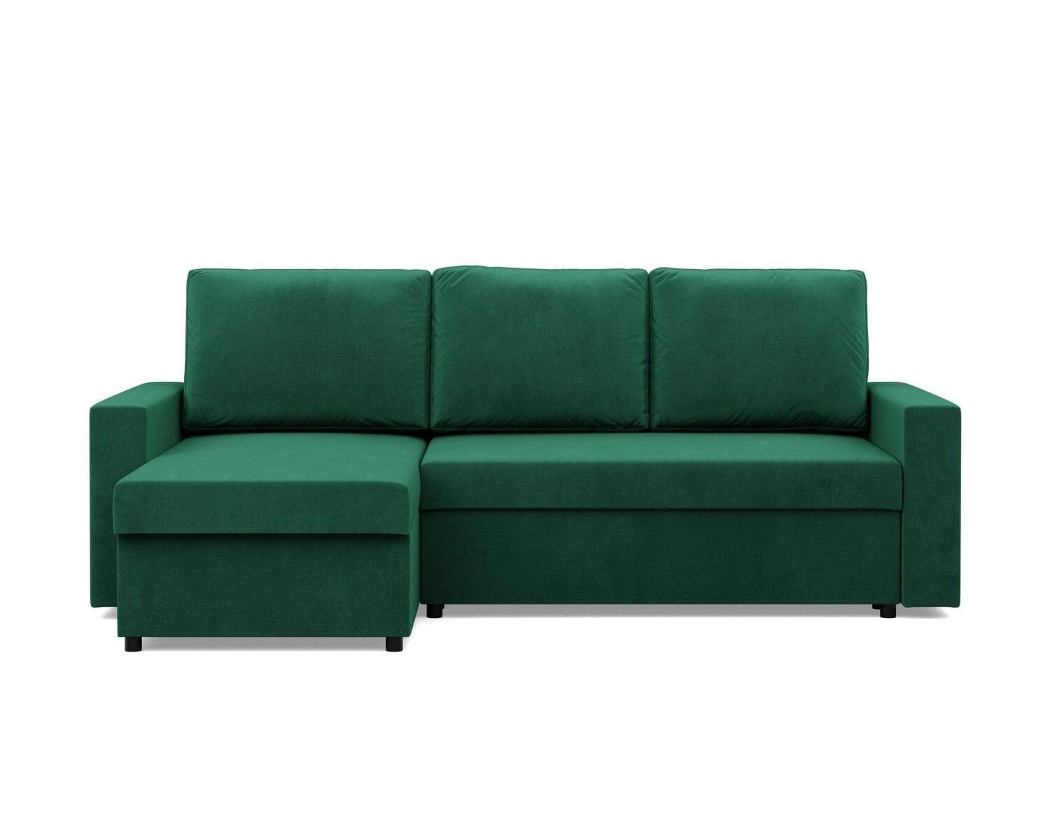 Narożnik do salonu, BLOM, velvet, 231x140x92 cm, butelkowa zieleń - TYLETEGOTU