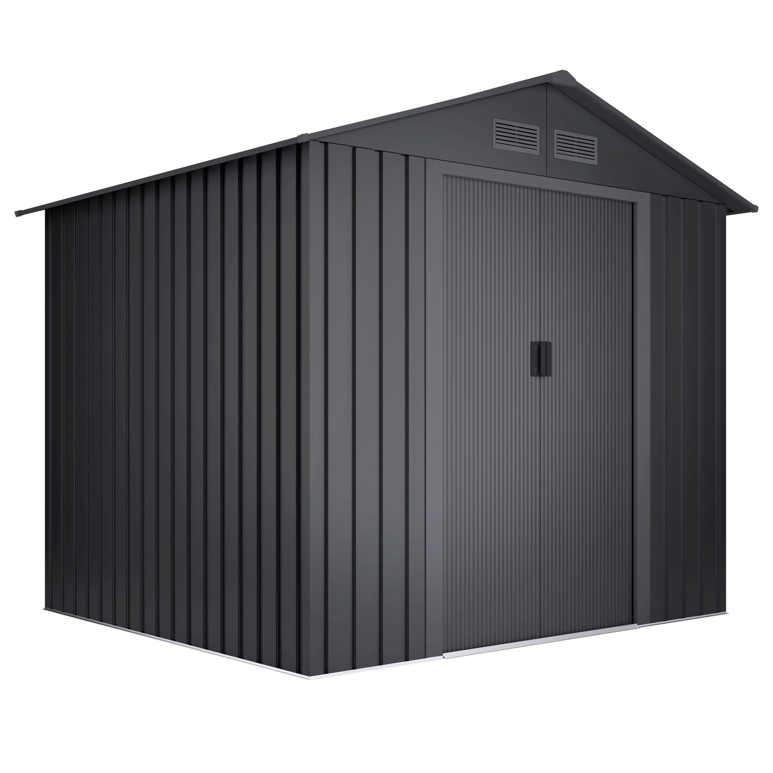 Domek narzędziowy metalowy Light Anthracite 5,27 m², podwójne drzwi przesuwne, otwory wentylacyjne, szary, do przechowywania w ogrodzie