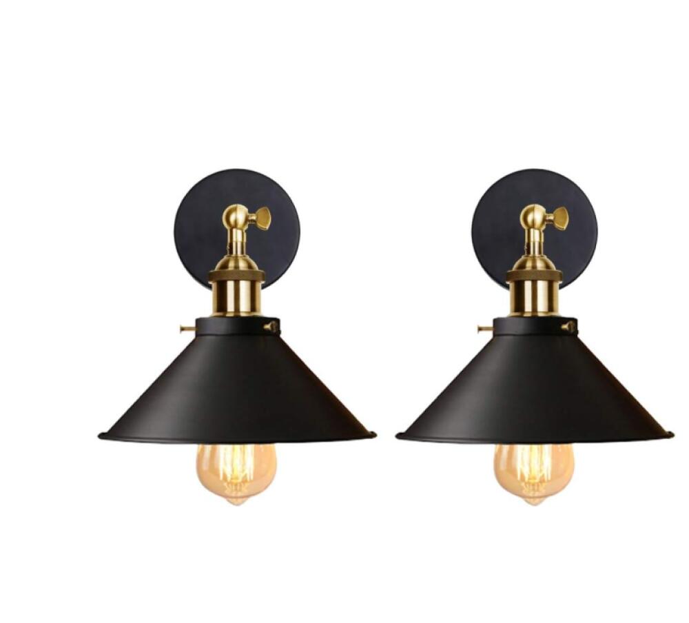 Czarny (żarówki nie są dołączone), zestaw 2 kinkietów przemysłowych, metalowe lampy sufitowe w stylu Edisona, lampy sufitowe retro z obrotem o 180 sto