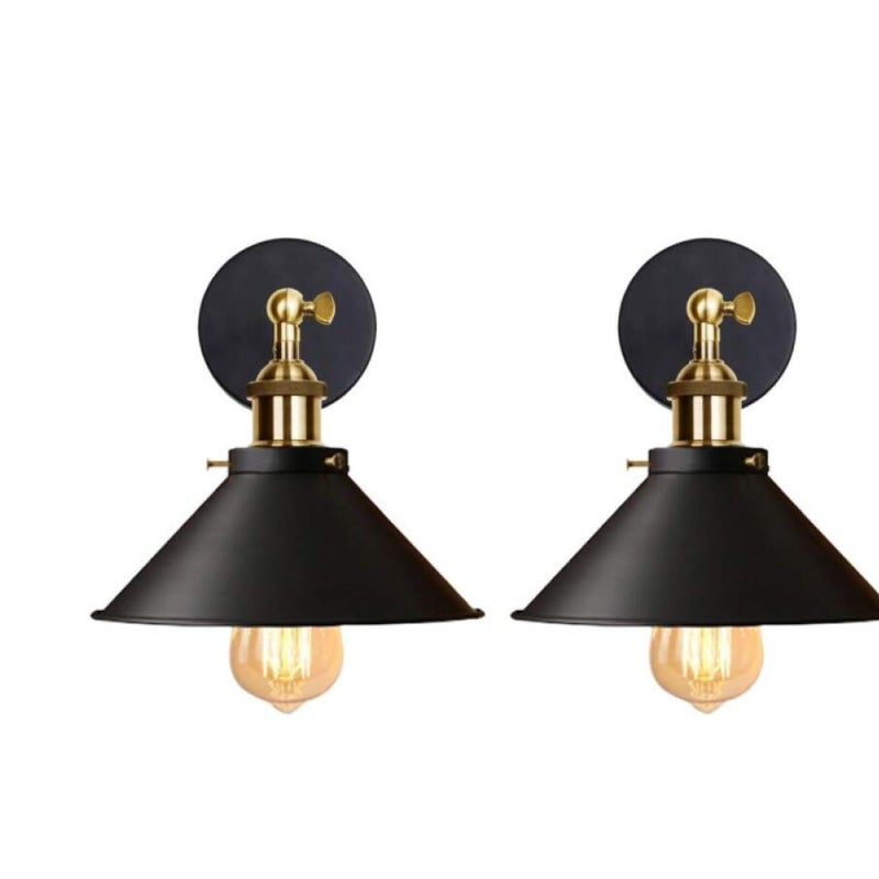 Czarny (żarówki nie są dołączone), zestaw 2 kinkietów przemysłowych, metalowe lampy sufitowe w stylu Edisona, lampy sufitowe retro z obrotem o 180 sto