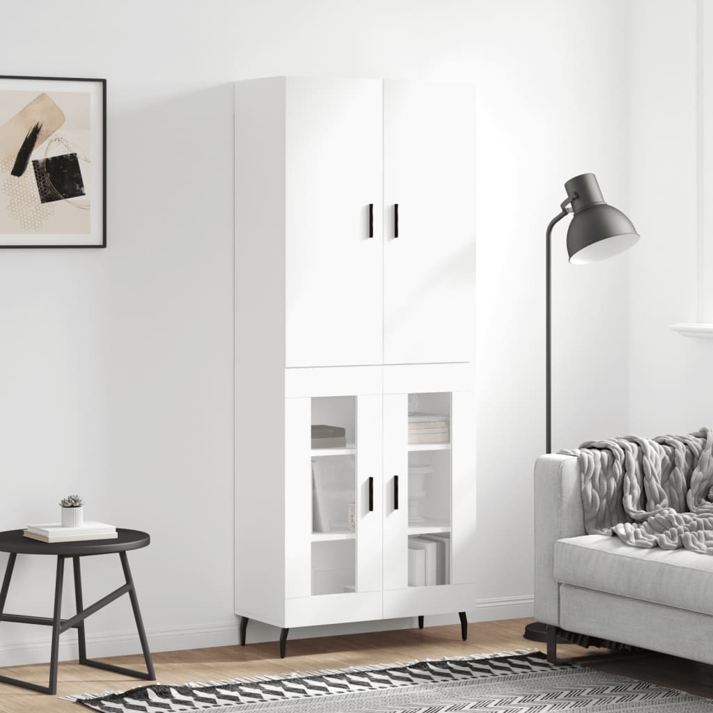 vidaXL Witrynka, biała, 69,5x34x180 cm, materiał drewnopochodny