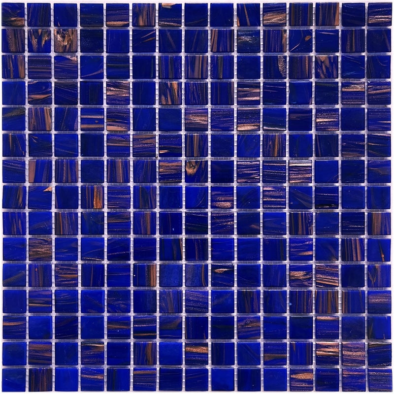Mozaika z siatki szklanej w kolorze niebiesko-złotym do łazienek i kuchni. Grubość 4 mm. Powierzchnia 1 m².