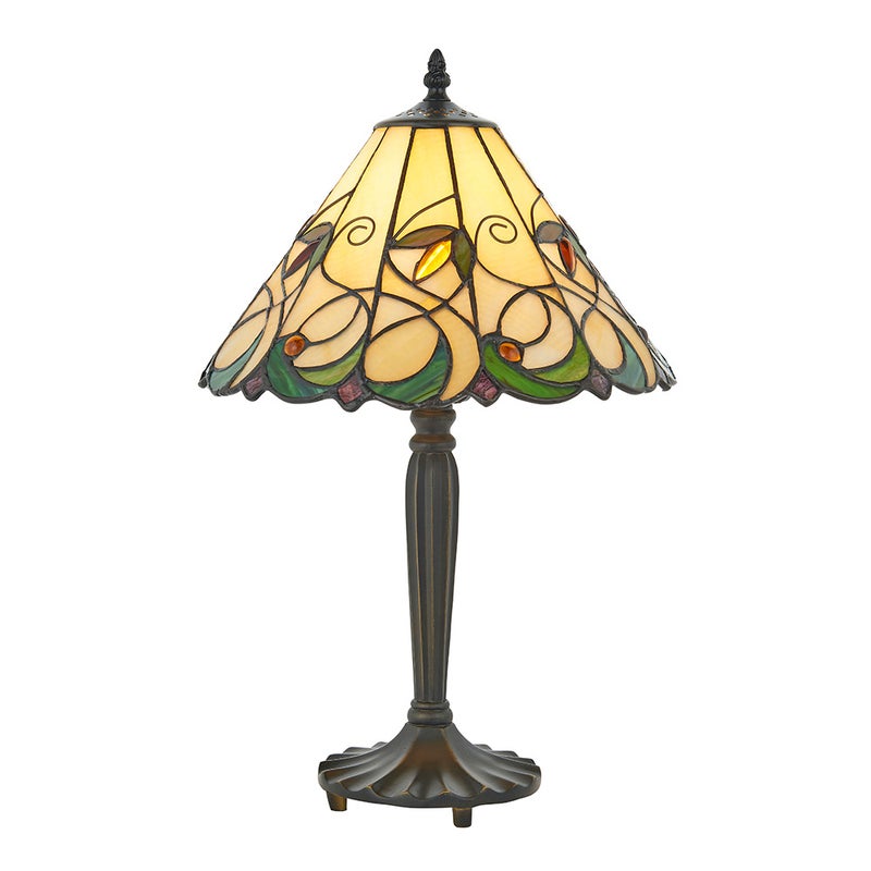 Lampa stołowa kwiaty JAMELIA multikolor czarna 1xE27x20W szkło wym:49x31x31cm IP20 Tiffany