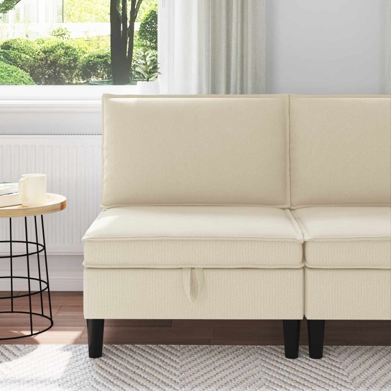 Środkowa Sofa z Przechowywaniem kremowy Welur vidaXL