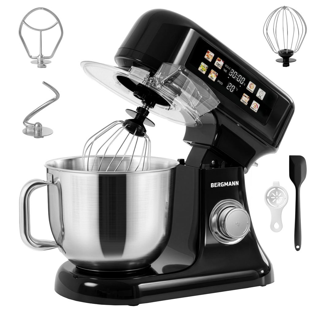 Robot kuchenny planetarny BERGMANN TC001 3500W 12 prędkości mikser z wagą podgrzewana misa 6L panel LED