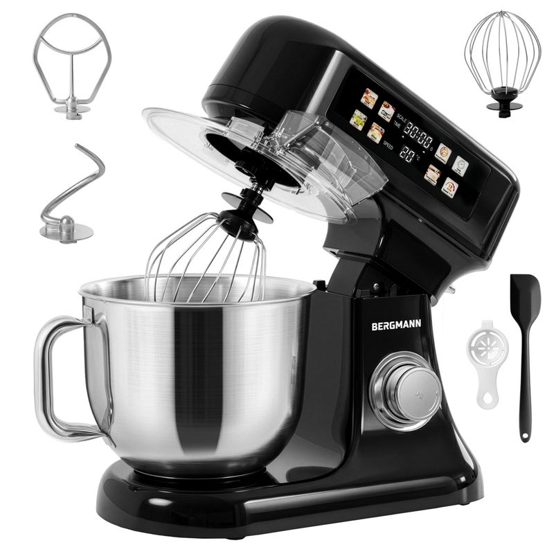 Robot kuchenny planetarny BERGMANN TC001 3500W 12 prędkości mikser z wagą podgrzewana misa 6L panel LED