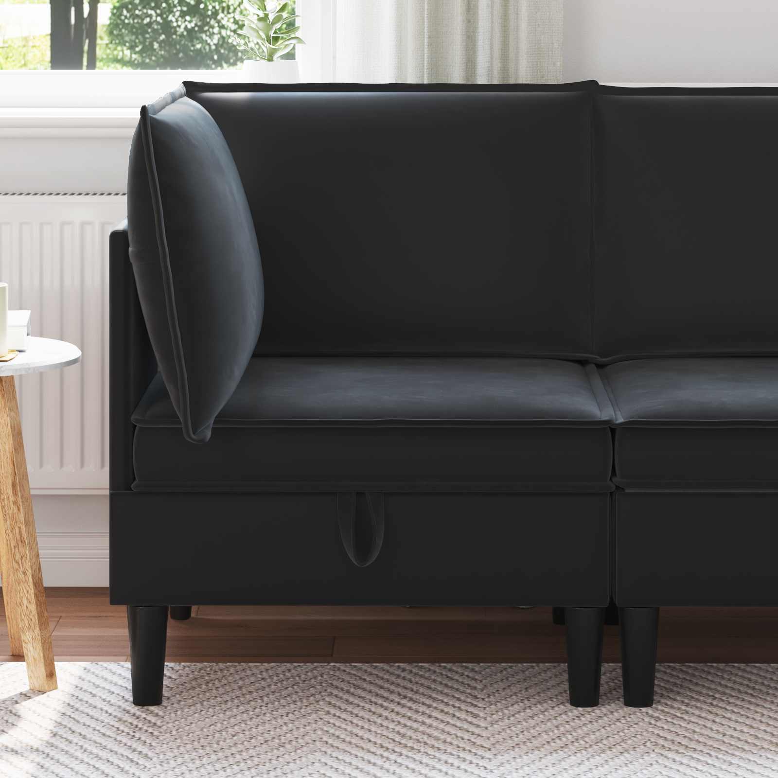 Sofa z miejscem do przechowywania Czarny Welur vidaXL