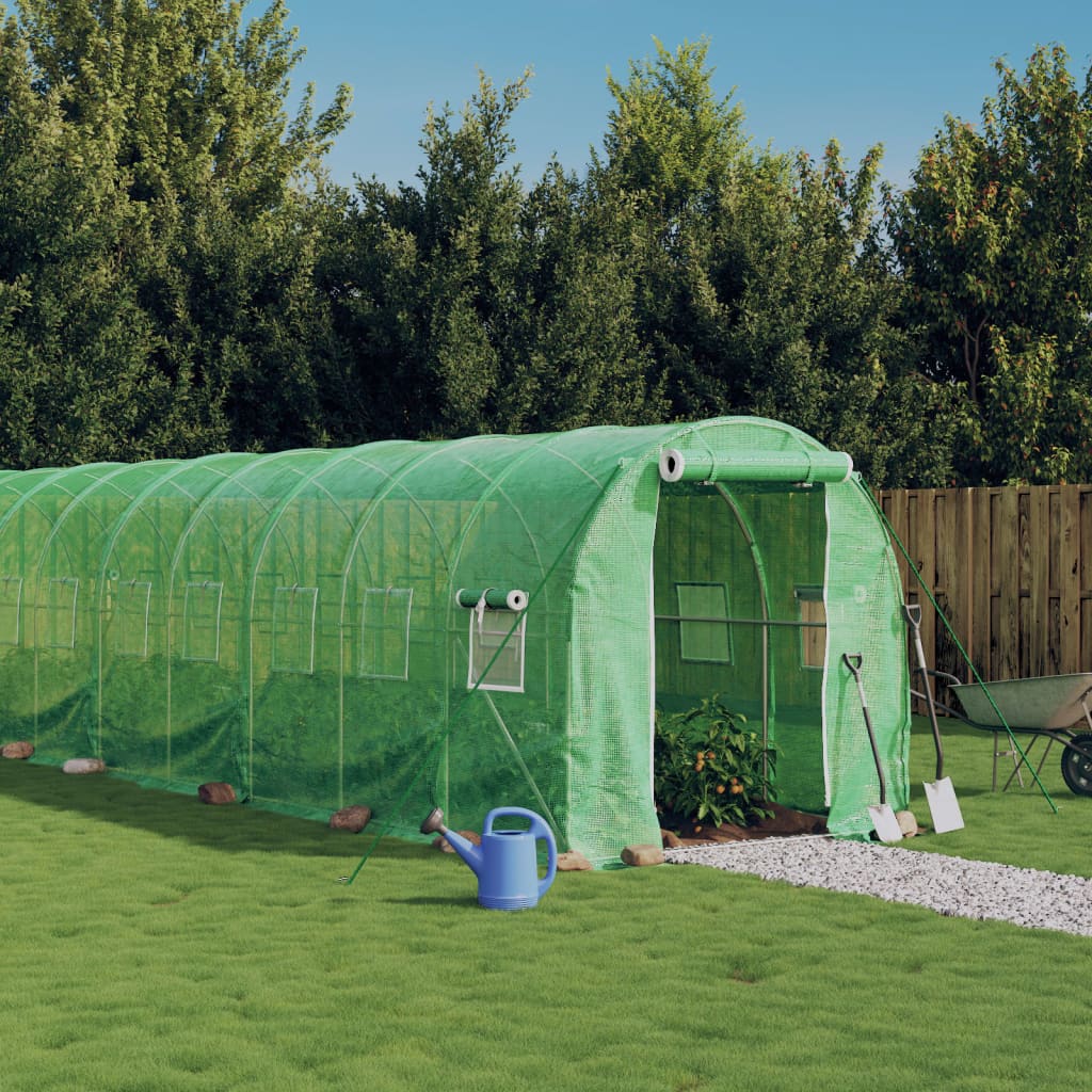 Szklarnia ze stalową ramą, zielona, 28 m², 14x2x2 m vidaXL