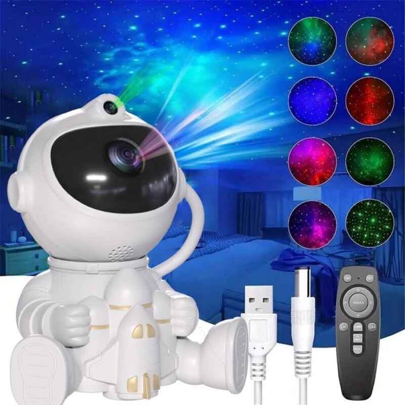 Projektor galaktyki sterowany zdalnie przez astronautę, projektor rozgwieżdżonego nieba LED, obrotowa lampka nocna 360°, idealny do dekoracji sypialni