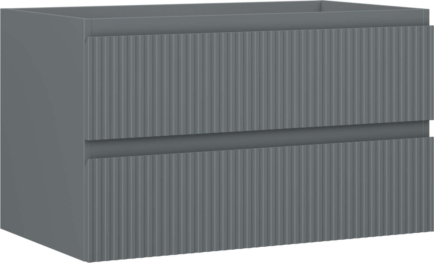 Mexen Rivel szafka łazienkowa podumywalkowa 80 cm, 2 szuflady, ryflowana , grafit mat - 91A20-08047-2-BFF66