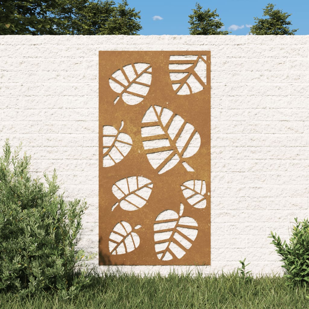 Ogrodowa dekoracja ścienna, 105x55 cm, stal kortenowska, liście vidaXL