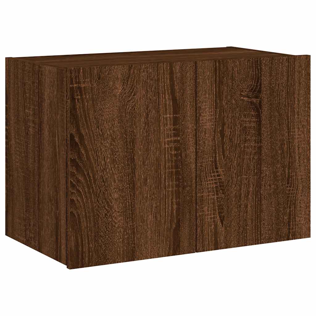 Ścienna szafka TV z LED, brązowy dąb, 60x35x41 cm