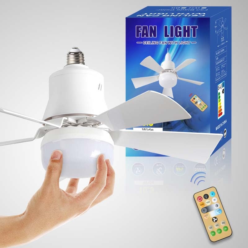 Wentylator sufitowy LED z pilotem, ściemniacz, gwint E27, 30 W, nowoczesny, inteligentny, bezprzewodowy, oświetlenie do sypialni i salonu