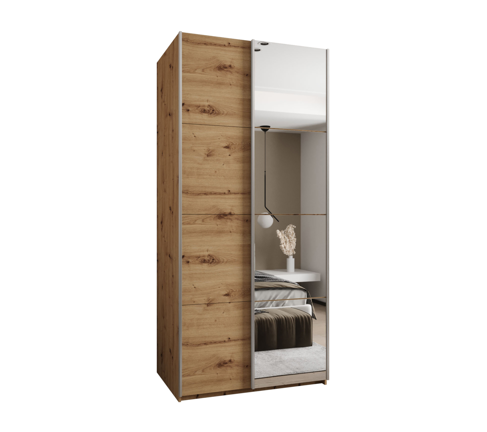 Szafa przesuwna wysoka Lux 3 120 x 64 x 245,5 cm artisan + artisan + u. srebrny - Abiks Meble