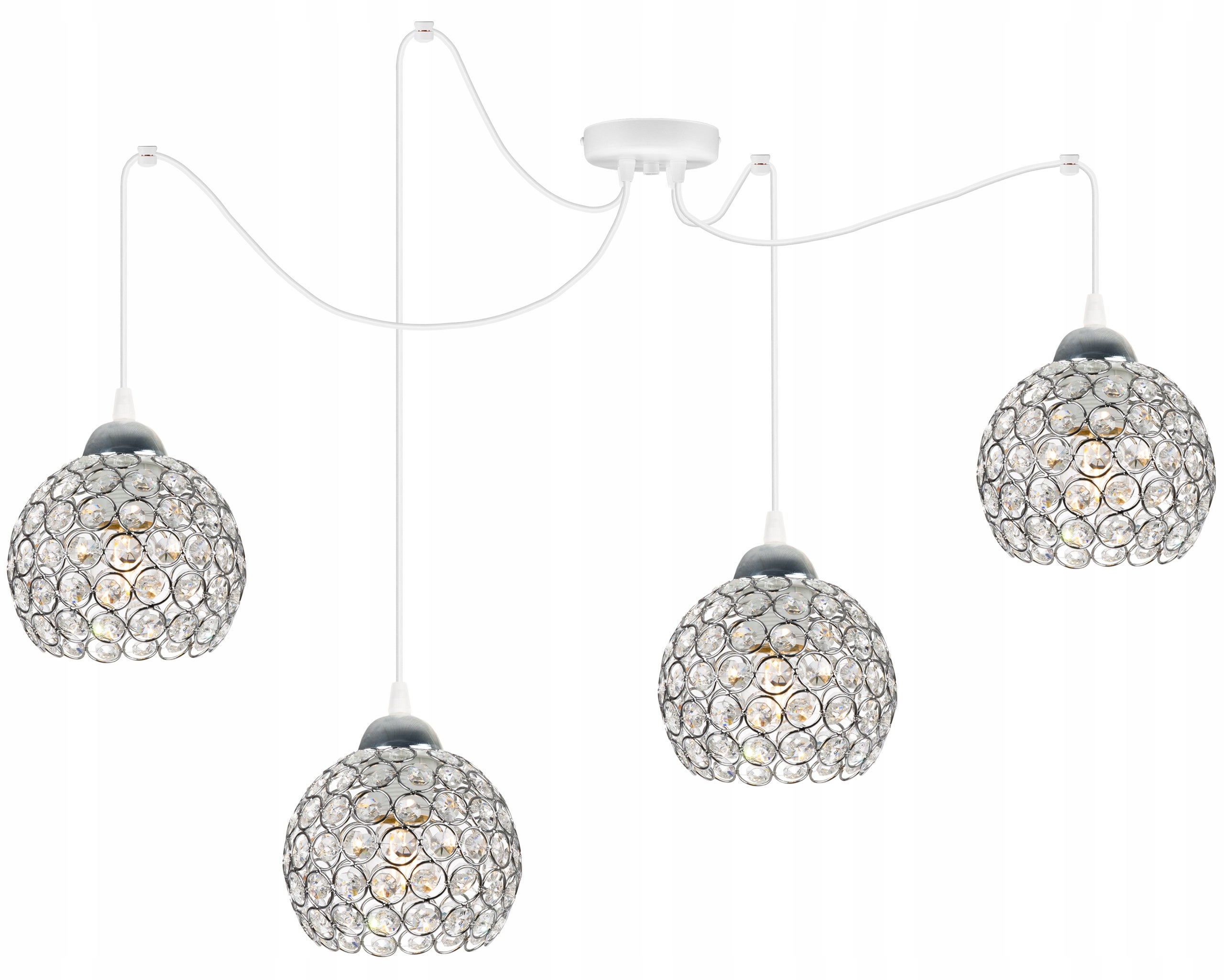 Lampa sufitowa wisząca Light Home LH Crystal Spider 4x E27 60W kryształki biały