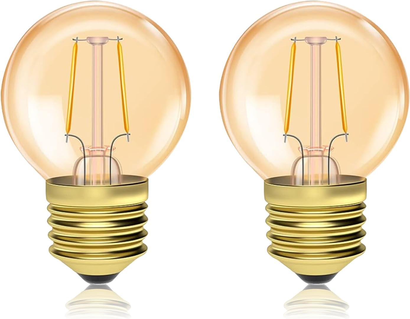 Zestaw 2 żarówek LED w kształcie piłek golfowych, E27, 1 W, ciepła biel, 2200 K, bursztyn, 2 W, odpowiednik 20 W [klasa energetyczna A]