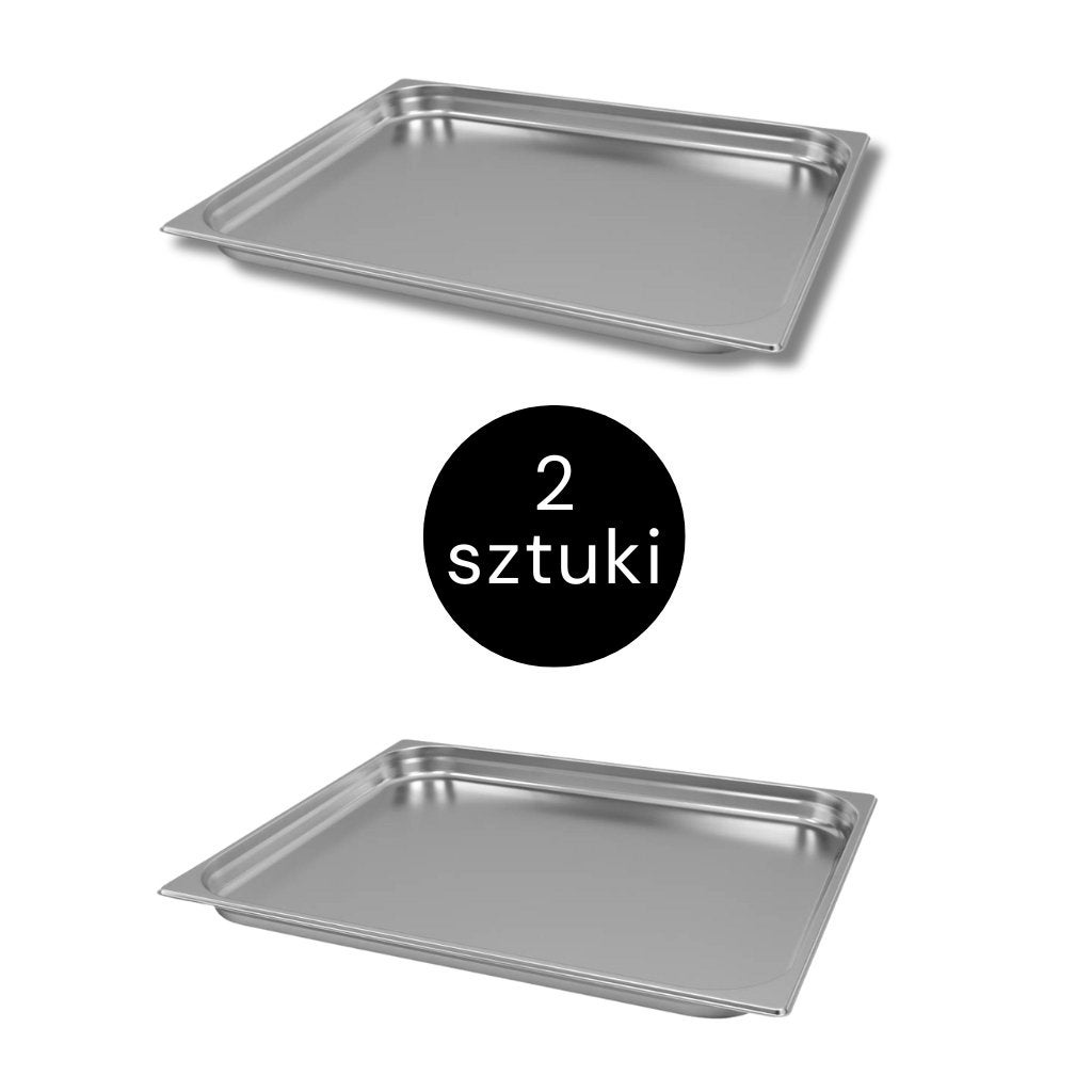 2 x patelnie hotelowe pojemnik gastronomiczny ze stali nierdzewnej 2/1 650x530x40mm Mega-M