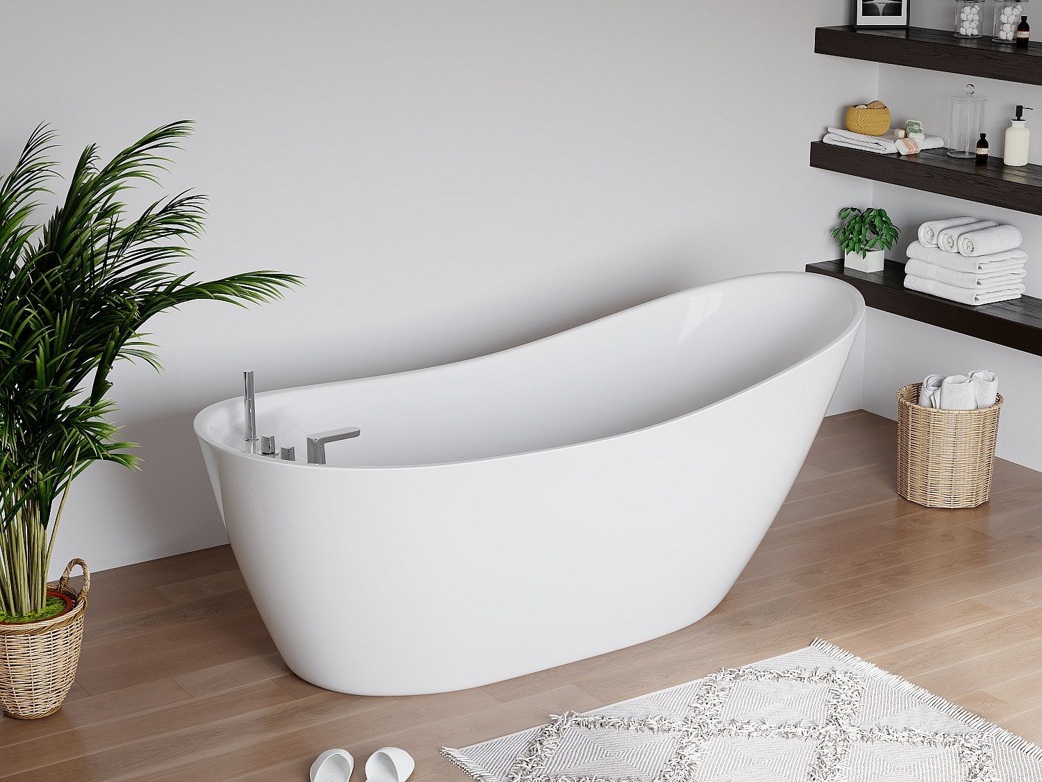 Wanna wolnostojąca NATALIA - 1-osobowa - 75 x 170 x wys.73 cm - 282 l - kolor biały