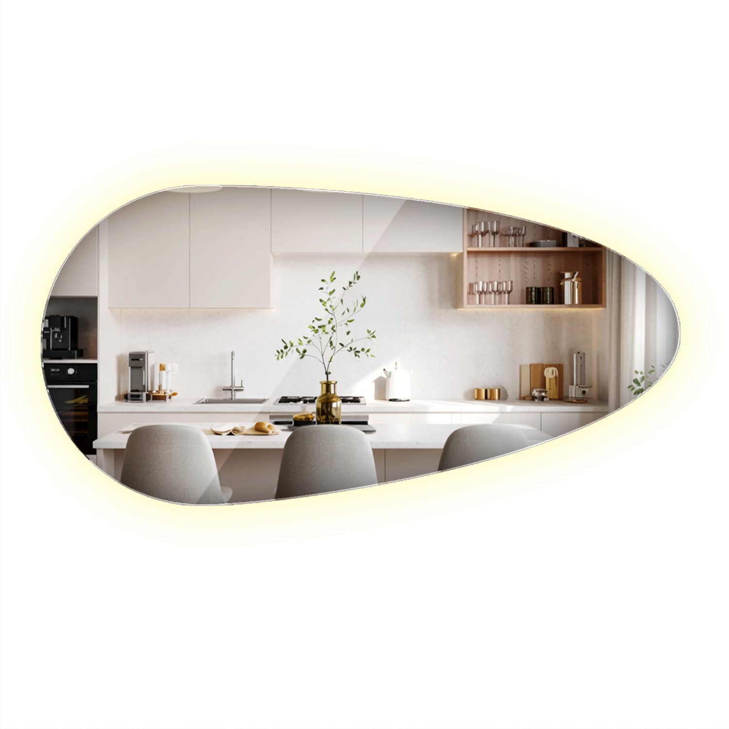 Lustro ścienne w stylu organicznym z oświetleniem LED – Neutralna barwa - 35 cm x 70 cm - ArtPrintCave