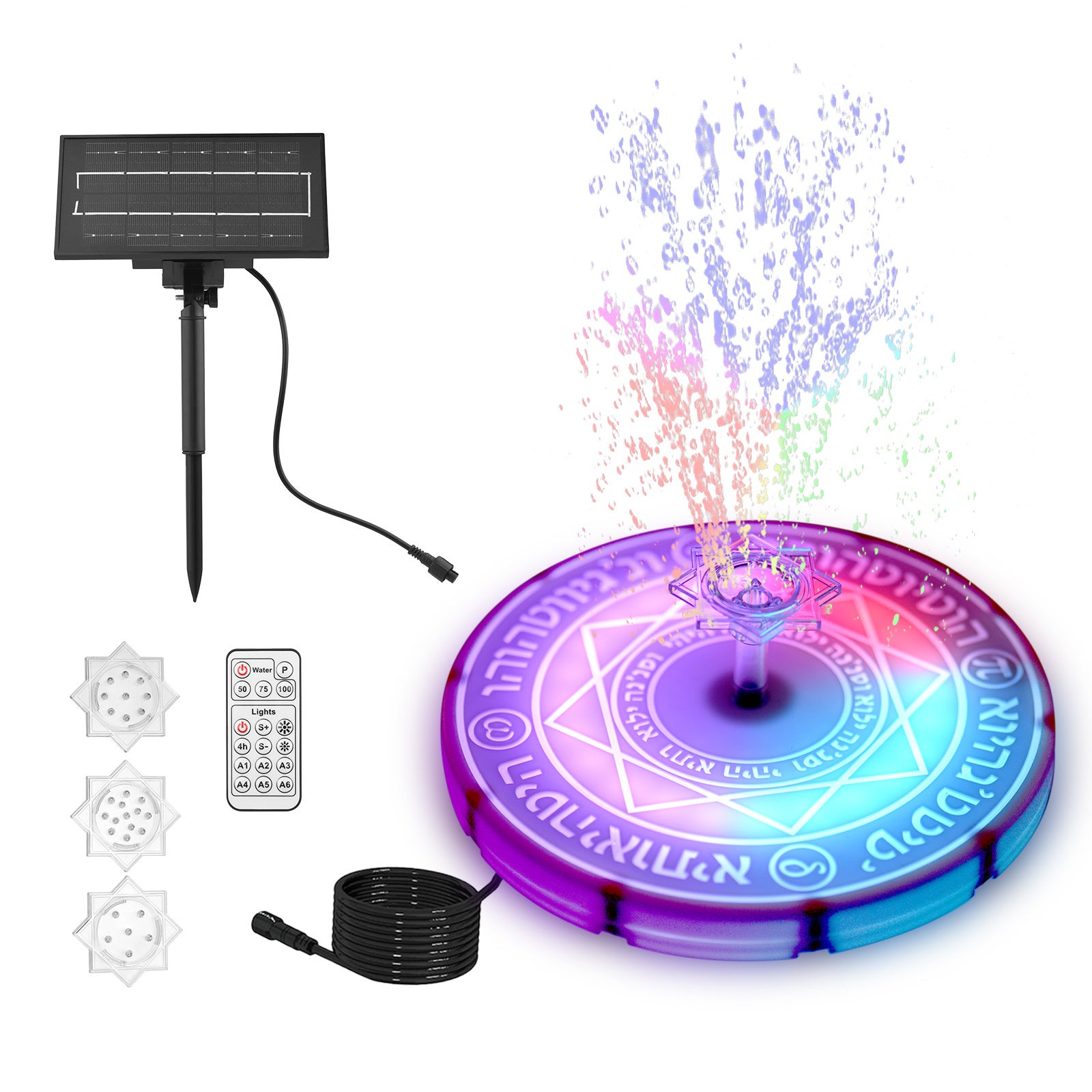 Solarna pompa fontannowa z światło RGB 6W solarny woda fontanna Built-in 3600mAh Battery Folating woda fontanna regulowana objędość strumienia 6, 3