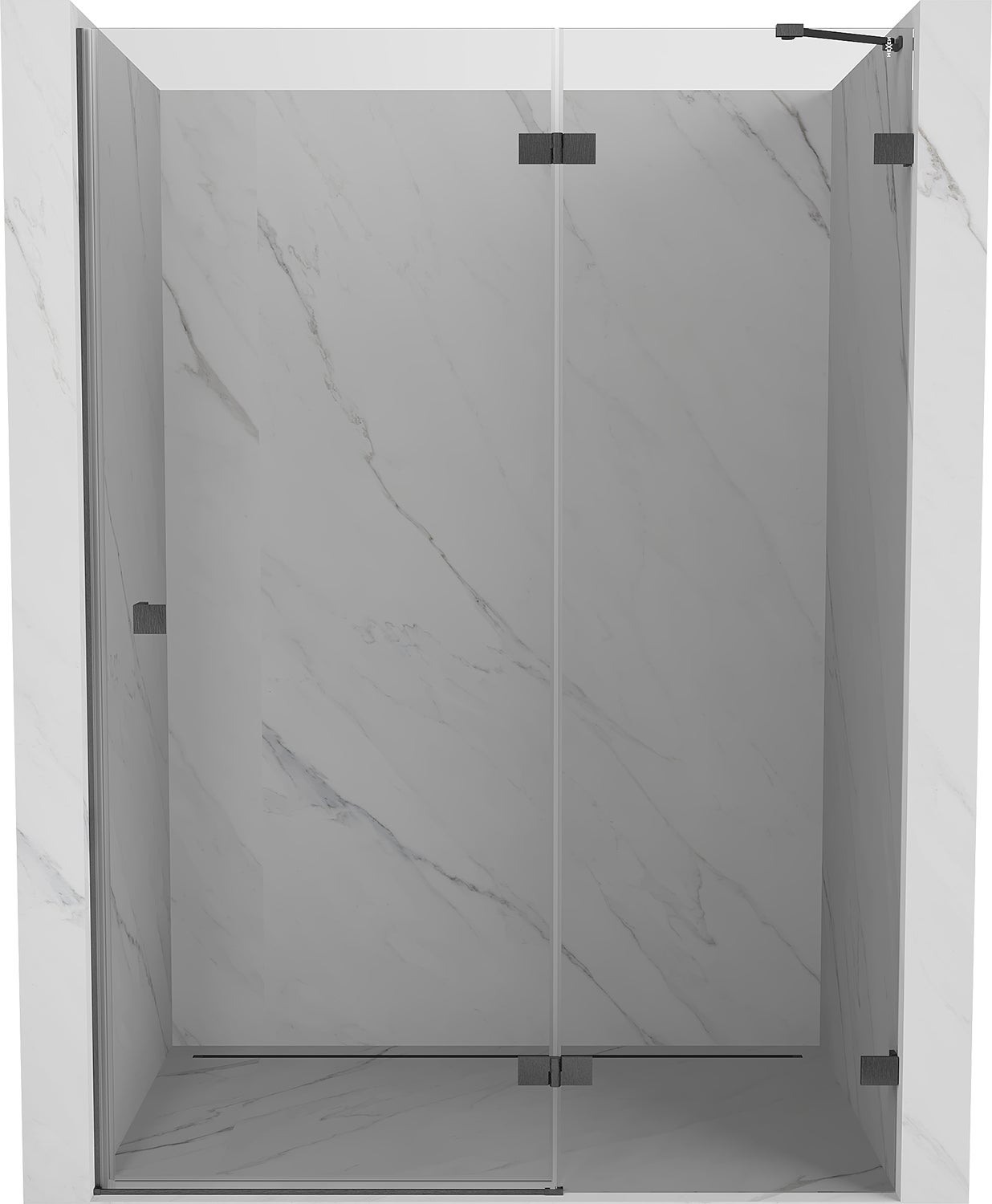 Mexen Lunar drzwi prysznicowe uchylne prawe 135 cm, transparent, gun gray szczotkowany - 834-135-000-66-00-P
